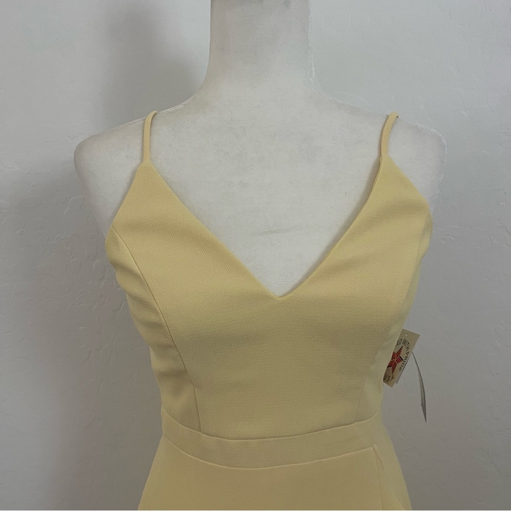 🌸 NWT - XSCAPE Lemon Yellow Slit Wrap Sleeveless Dress Size 2 - Picture 3 of 8
